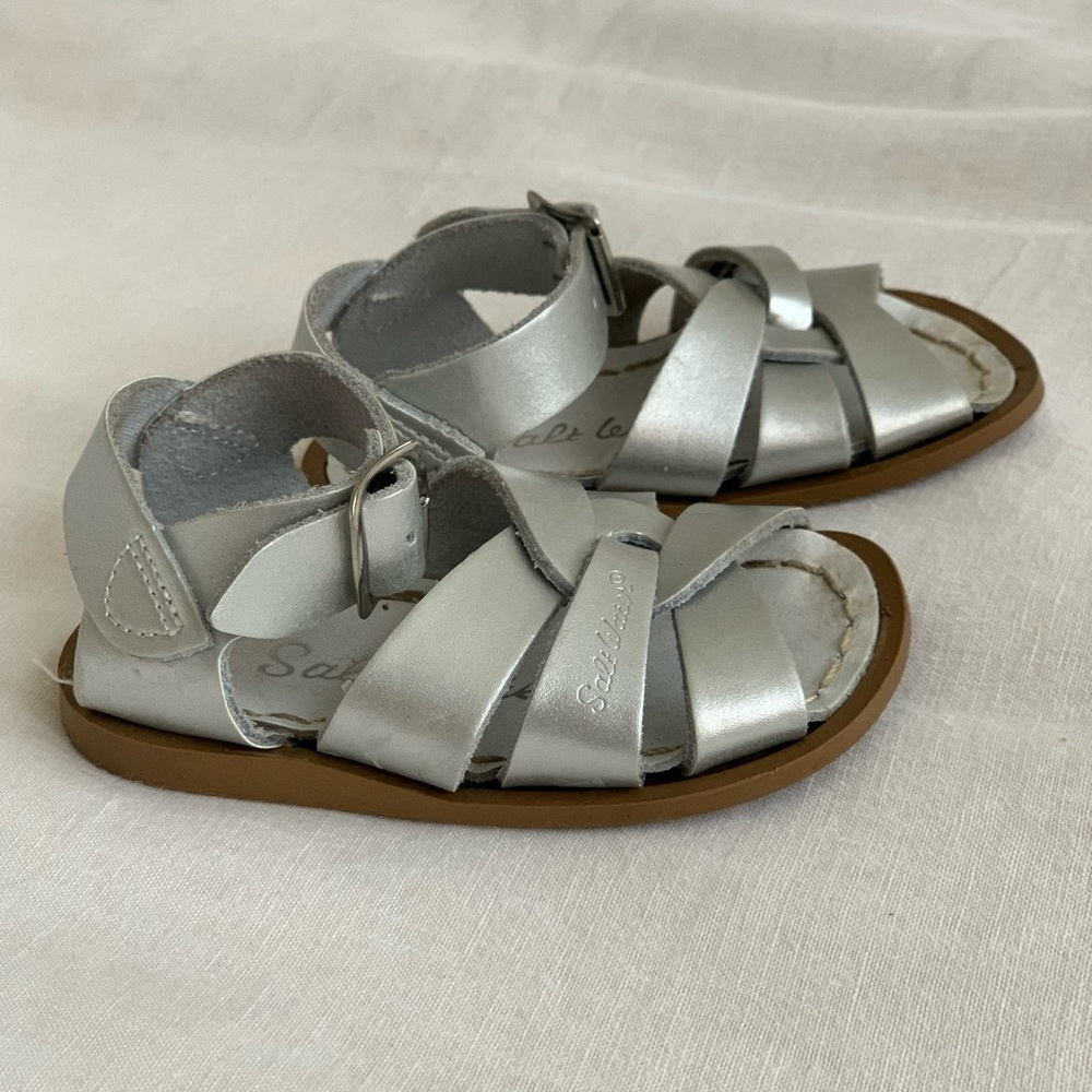 Silver salt water sandals toddler  baby size 3